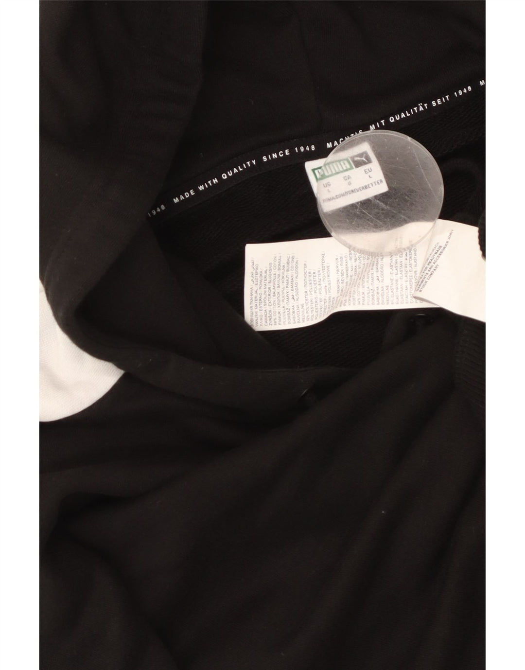 Pulover oversized Crop Hoodie PUMA pentru femei UK 16 Large Black Colorblock