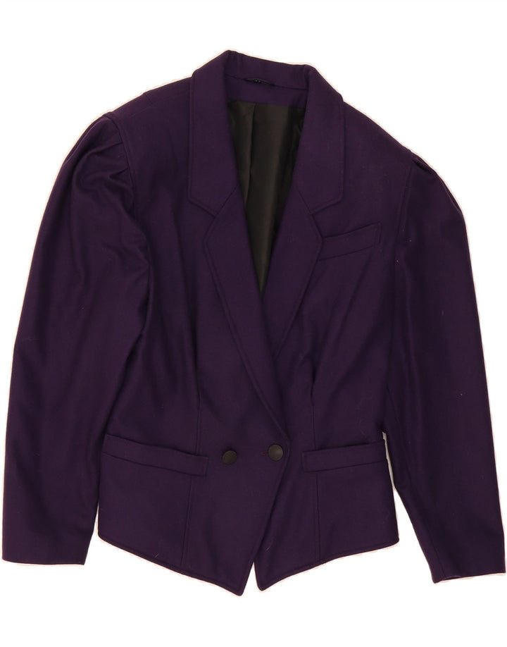 VINTAGE Womens Double Breasted Blazer Jacket UK 14 Medium Purple Vintage Vintage and Second-Hand Vintage from Messina Hembry 