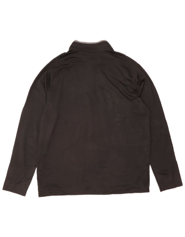 Top de trening NIKE Dri Fit, cu fermoar și gât, poliester negru mare