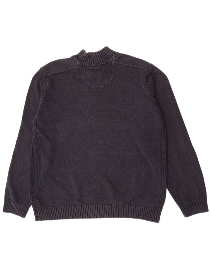 Pulover pentru bărbați Marks & Spencer, Blue Harbour, cu gât cu nasturi, bumbac XL, bleumarin