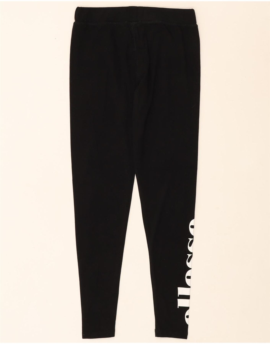 ELLESSE Womens Graphic Leggings UK 12 Medium Black Cotton Vintage Ellesse and Second-Hand Ellesse from Messina Hembry 