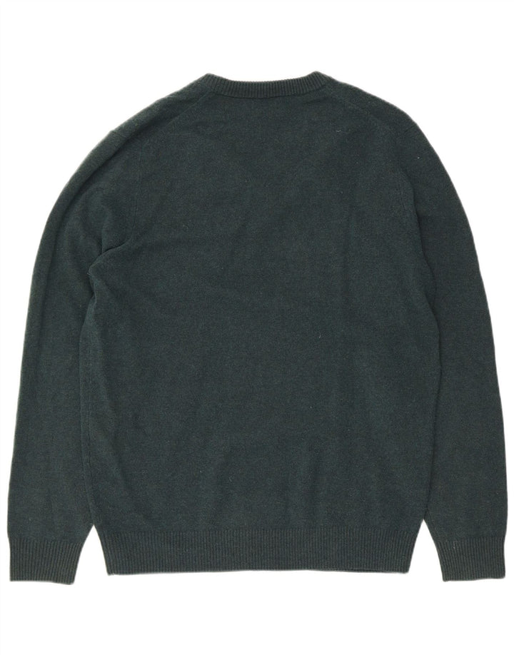 Massimo Dutti Pulover cu decolteu în V pentru bărbați din lână verde mare