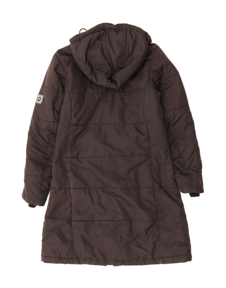 JACK WOLFSKIN Womens Hooded Padded Coat UK 10 Small Grey Polyester Vintage Jack Wolfskin and Second-Hand Jack Wolfskin from Messina Hembry 