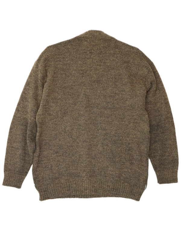 Pulover vintage pentru bărbați cu decolteu rotund, mediu kaki, Fair Isle