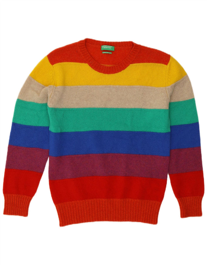 Pulover Benetton pentru femei cu decolteu rotund, cu dungi medii, multicolore, UK 14