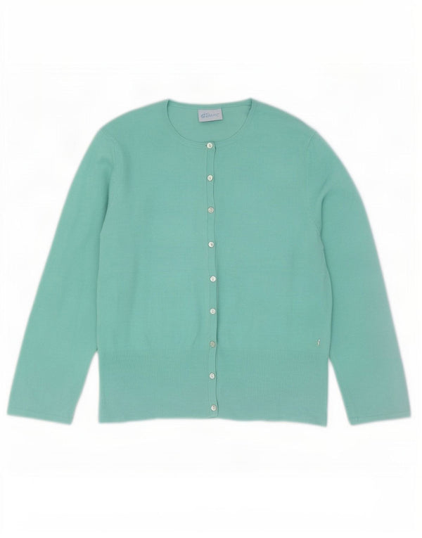 Pulover cardigan pentru femei Oasis cu mâneci 3/4 UK 14 bumbac turcoaz mediu