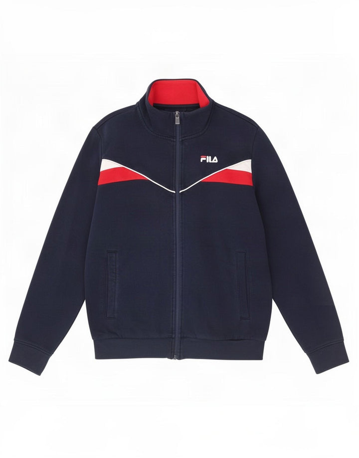 Jachetă de top pentru trening Fila pentru bărbați, din bumbac colorblock, albastru bleumarin