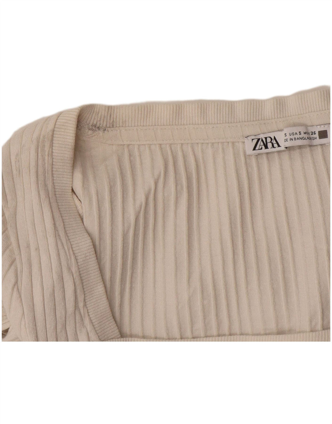 Crop Top pentru femei Zara cu mânecă lungă UK 10 Mic Bej