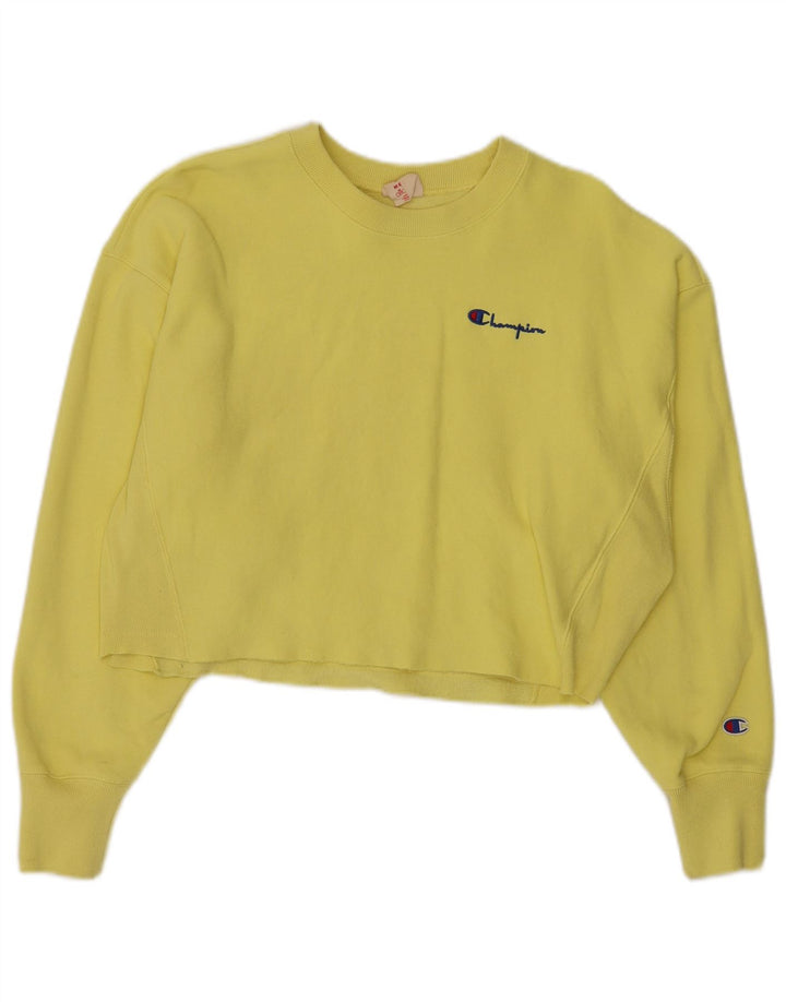 Pulover pentru damă CHAMPION, cu țesătură inversă, crop, UK 14, galben mediu
