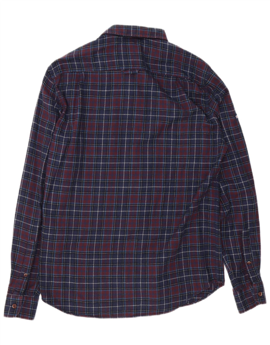 Cămașă de flanel Superdry pentru bărbați, cu tăiere obișnuită, din bumbac cu carouri, albastru bleumarin