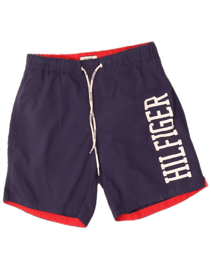 Pantaloni scurți de înot grafic pentru bărbați Tommy Hilfiger, albastru bleumarin mediu
