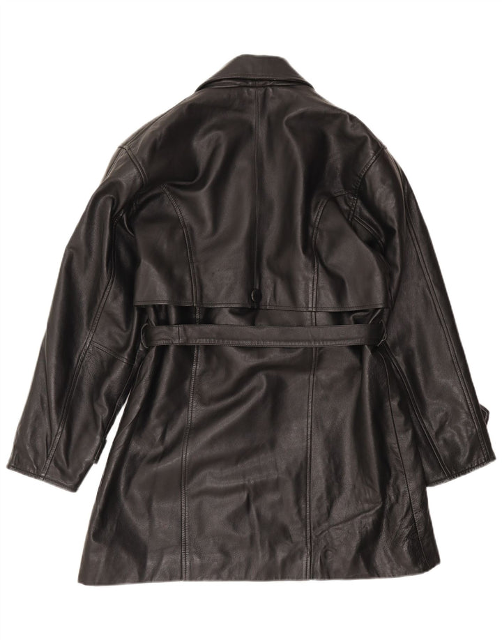 Palton de piele Santini pentru femei UK 14 Medium Black Leather