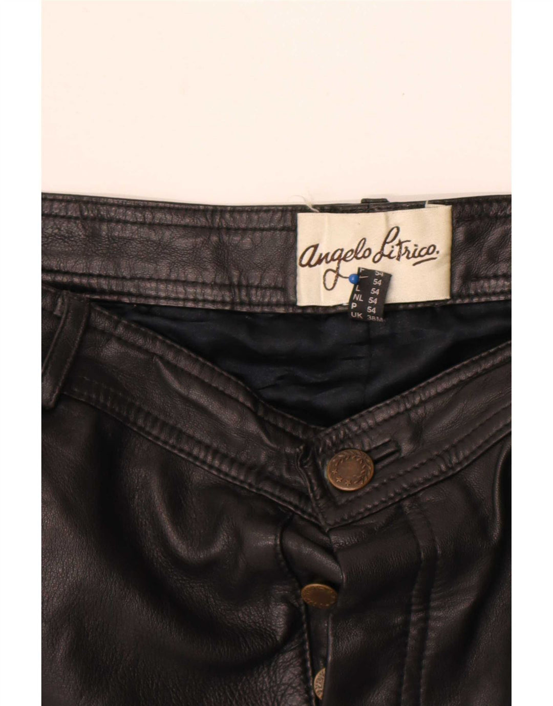 Pantaloni drepti din piele pentru bărbați Angelo Litrico W38 L30 negru