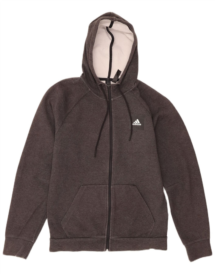 Pulover Adidas pentru bărbați, cu fermoar, bumbac, gri mic