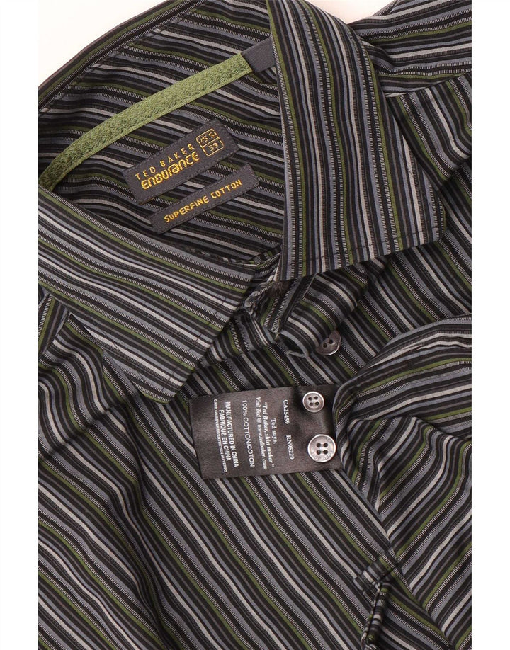 Cămașă pentru bărbați Ted Baker Mărimea 39 15 1/2, bumbac cu dungi gri medii