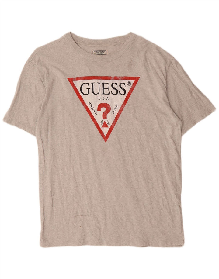 Tricou grafic Guess pentru bărbați Top mare din bumbac cu pete gri