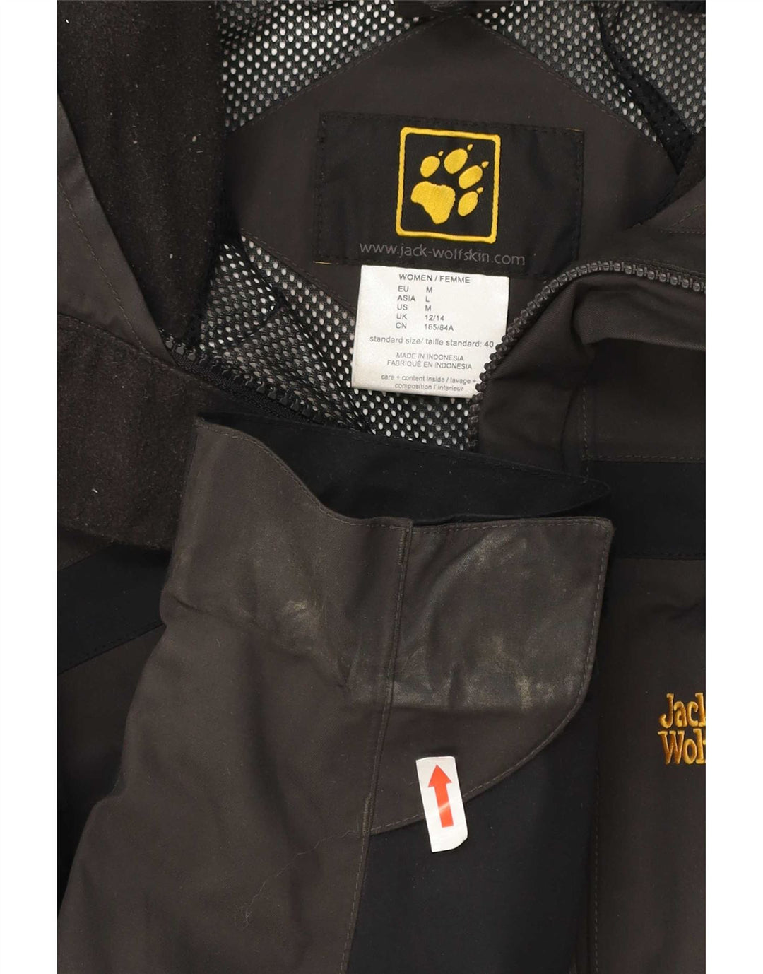 Jack Wolfskin Jachetă de ploaie cu glugă pentru femei Marea Britanie 12/14 Maro Mediu Colorblock