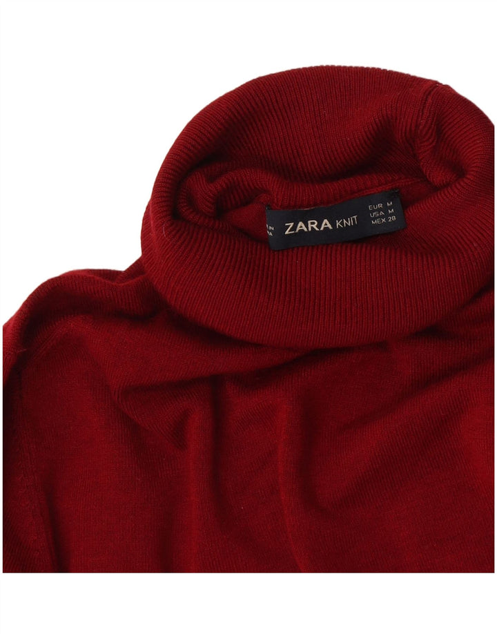 Pulover pentru femei cu gât rulat Zara UK 12 Burgundy mediu