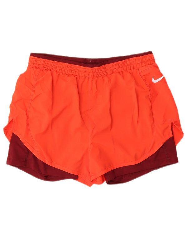 Pantaloni scurți sport Nike Dri Fit pentru femei UK 12 Medium Orange Colorblock Poliester
