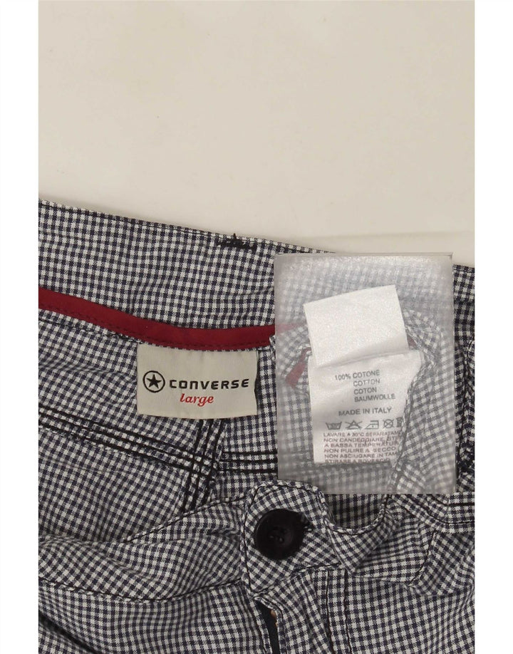 Pantaloni scurți casual Converse pentru femei, mari W34, din bumbac vichy, albastru bleumarin