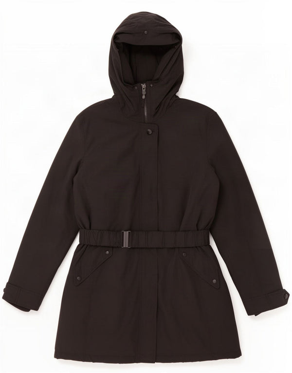 Palton căptușit cu glugă pentru femei Zara UK 18 XL, bumbac negru