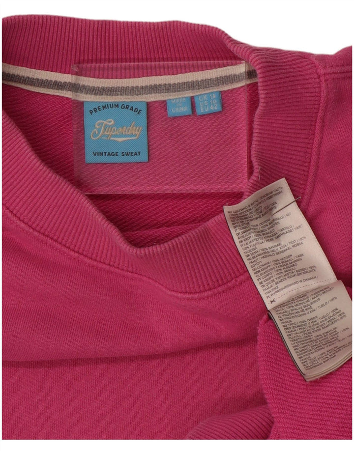 SUPERDRY Pulover supradimensionat pentru femei UK 14, bumbac mare, roz