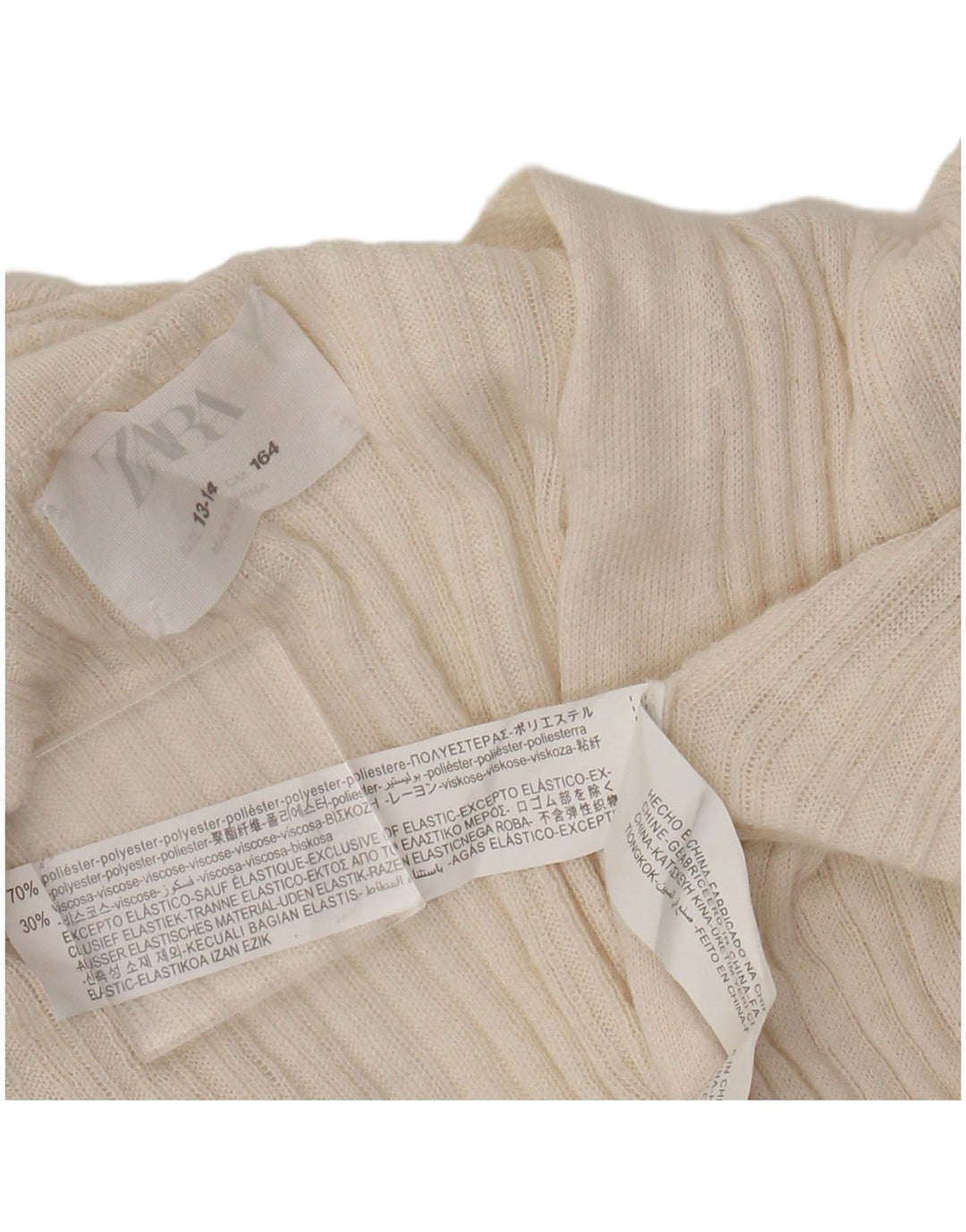 Pulover Cardigan Para Fete Zara 13-14 Ani Bej Poliester