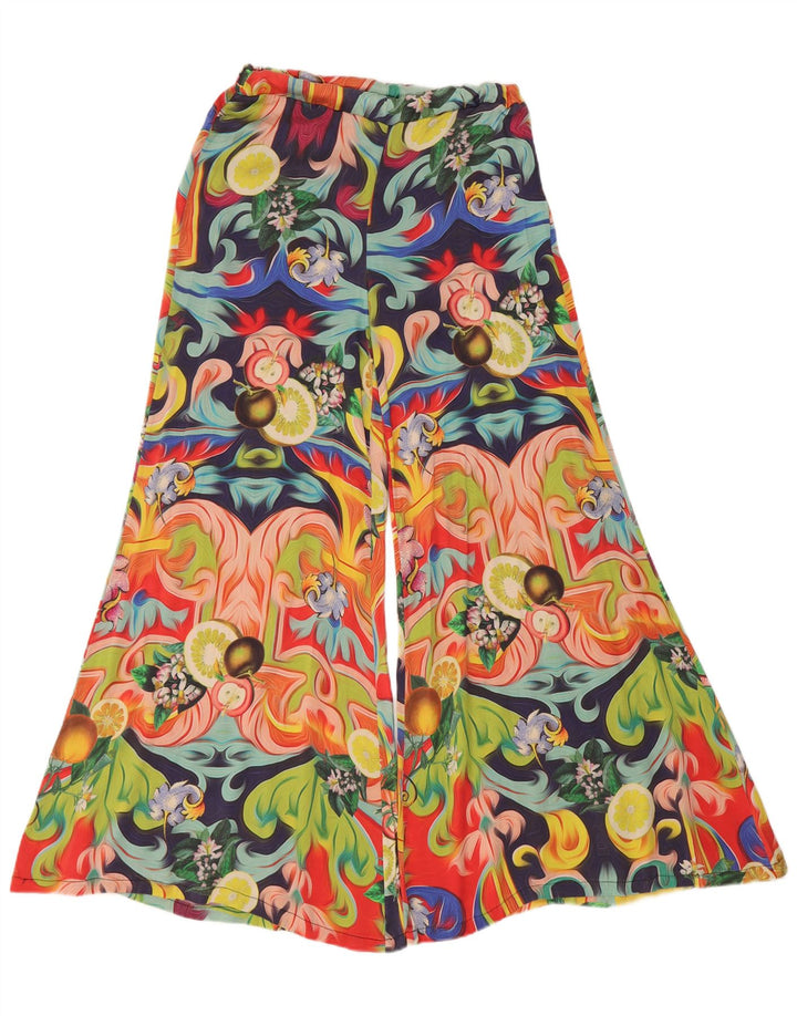 Pantaloni evazați cu model abstract pentru femei vintage, mici W26 L29 multicolori
