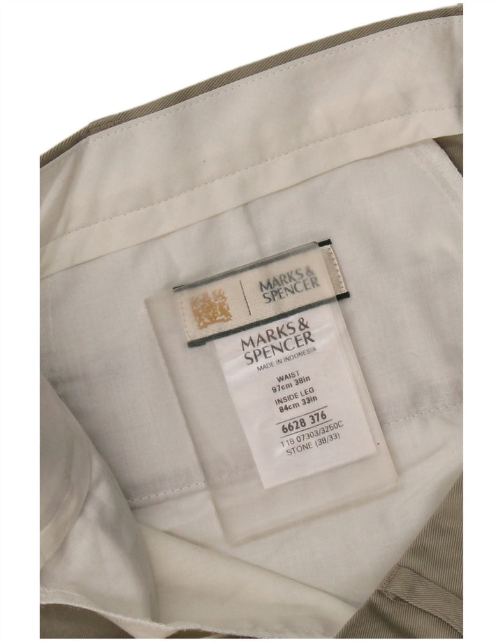 Pantaloni de costum pentru bărbați Marks & Spencer L38 L33 poliester bej