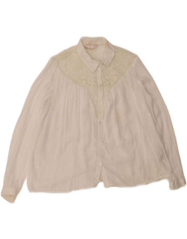 Bluză Cămașă Trafaluc pentru Damă Zara UK 14 Poliester Floral Alb Mediu