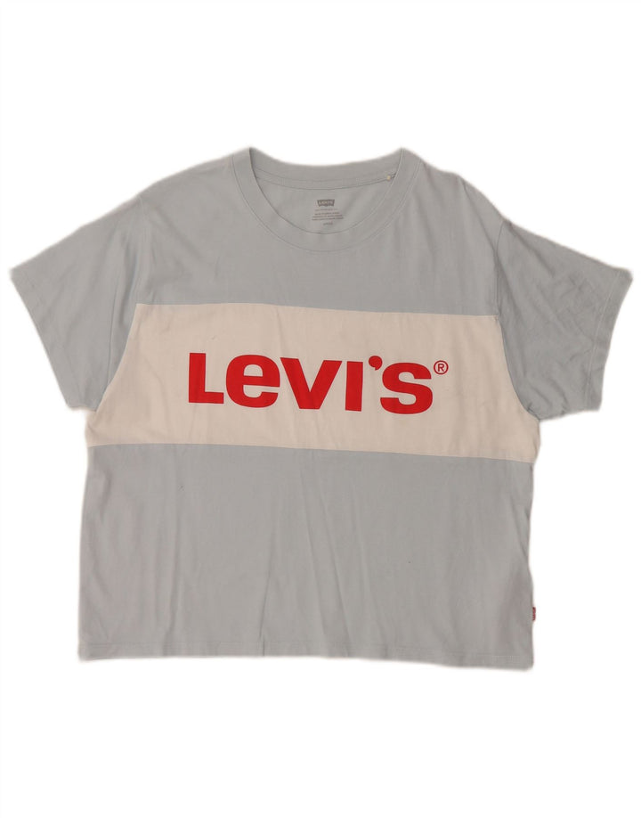 Tricou grafic supradimensionat pentru femei LEVI'S Top UK 10 Small Blue Colorblock