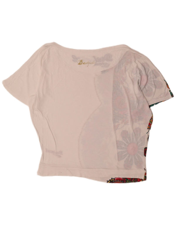 Tricou grafic supradimensionat pentru femei Desigual Top UK 16 Large White Floral