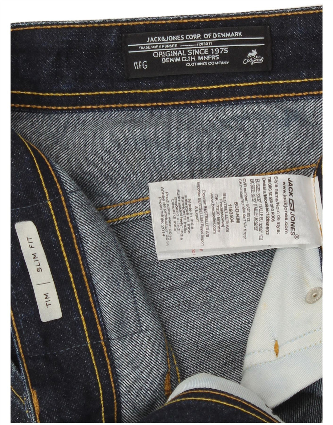 Blugi Jack & Jones Tim Slim pentru bărbați W32 L32 bumbac bleumarin
