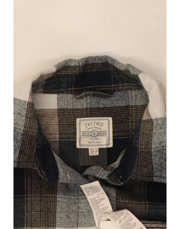 Cămașă de flanel supradimensionată pentru femei Fat Face UK 10, bumbac cu carouri gri mic