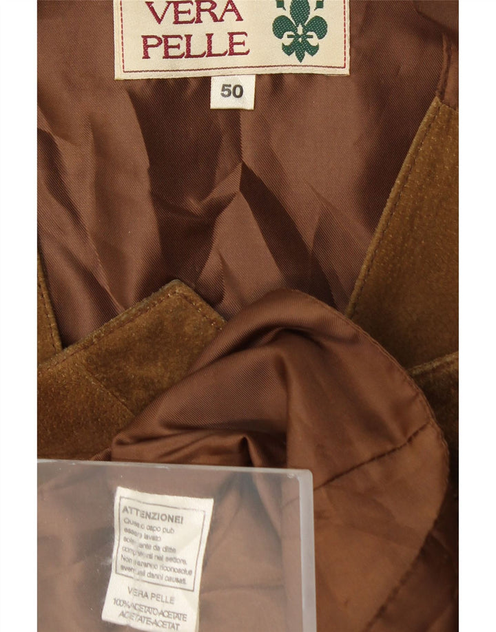 Vestă pentru bărbați VINTAGE din piele intoarsa IT 50 din piele maro medie