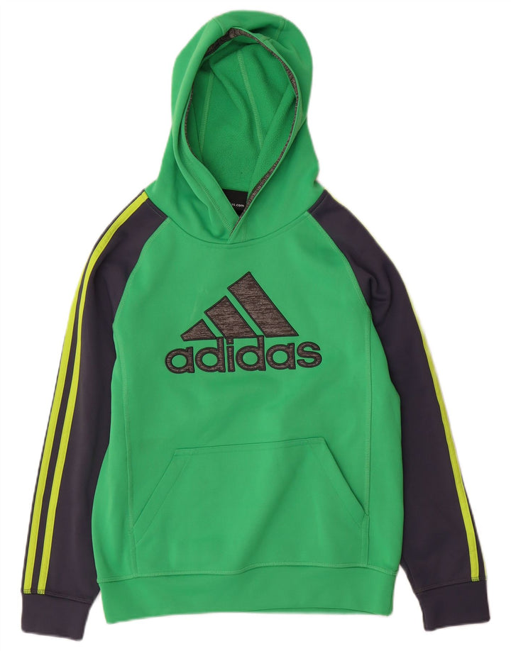 Pulover ADIDAS Climawarm pentru băieți, 10-11 ani, verde mediu, color block