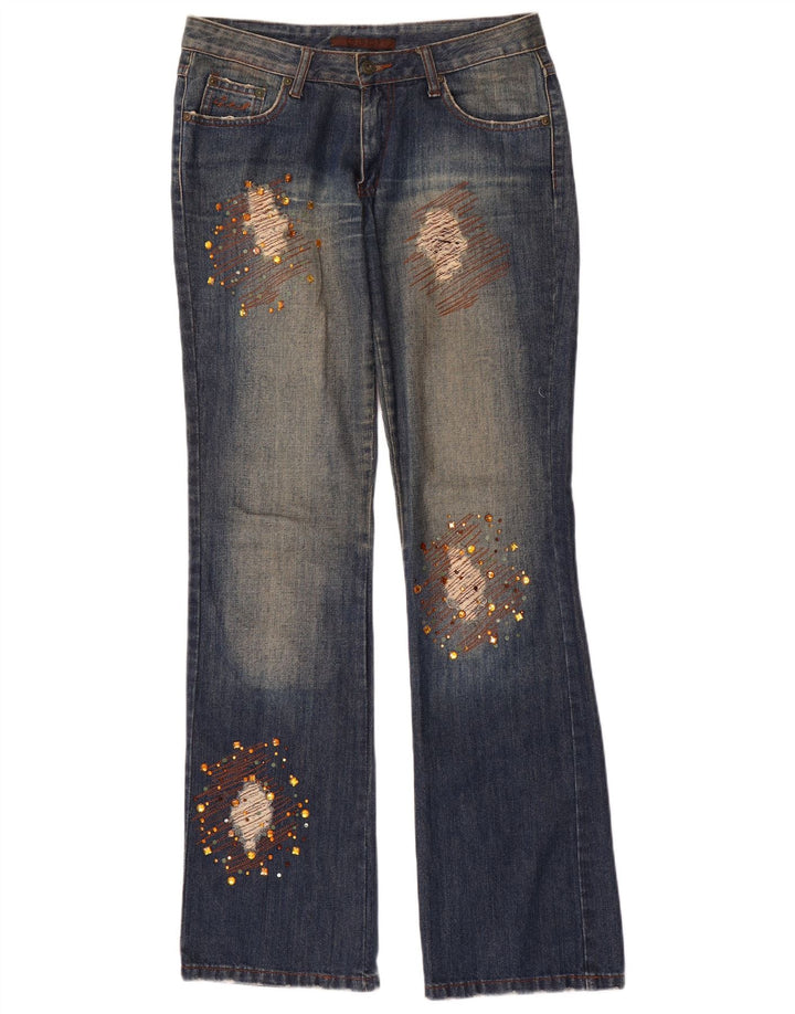 Elisa Landri Blugi Bootcut Distressed Femei IT 44 Medium W30 L35 Albastru