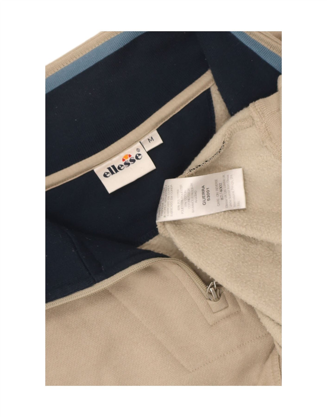 Pulover pentru bărbați Ellesse, cu fermoar, cu gât, poliester mediu, bej