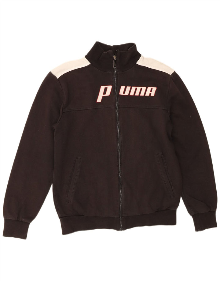 PUMA Mens Graphic Tracksuit Top Jacket Medium Black Colourblock Cotton