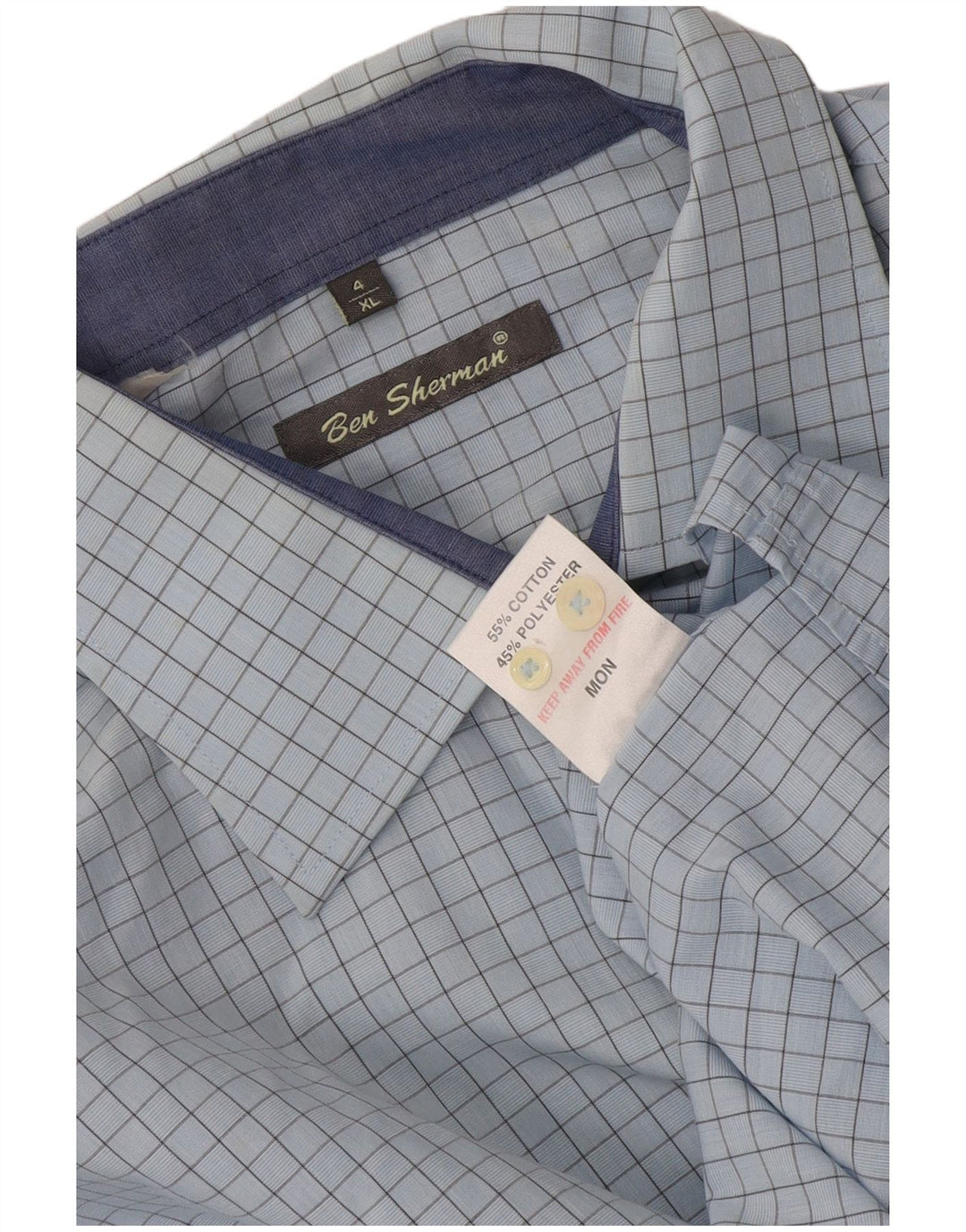 Cămașă formală pentru bărbați Ben Sherman XL, bumbac cu carouri albastre