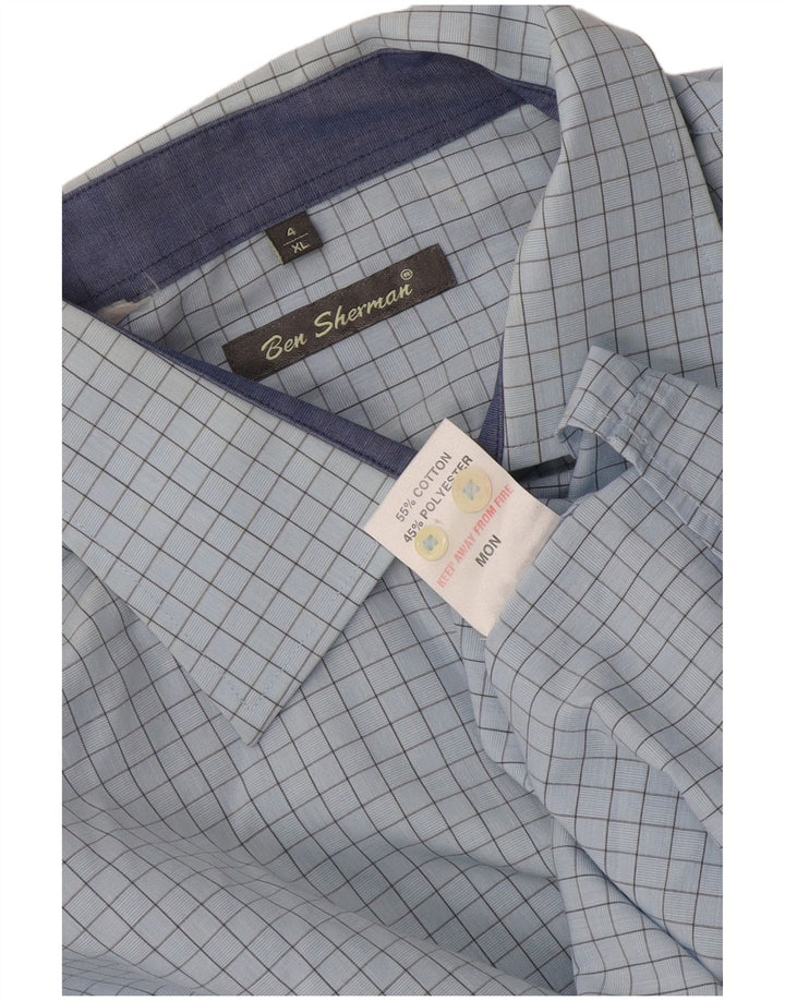 Cămașă formală pentru bărbați Ben Sherman XL, bumbac cu carouri albastre