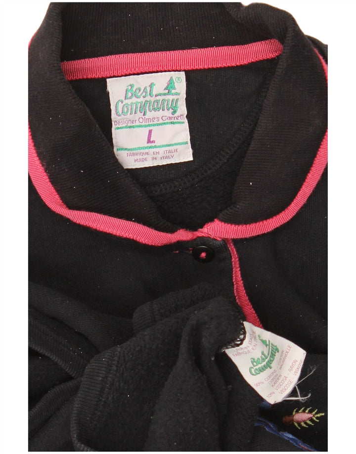 BEST COMPANY Pulover cu grafic supradimensionat pentru femei UK 16 Large Black