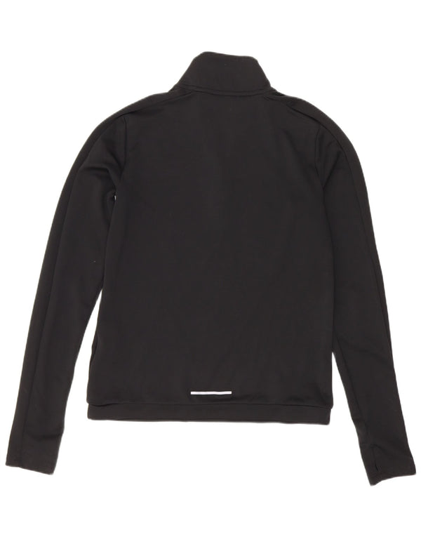 Top cu mânecă lungă pentru femei Dri Fit, cu fermoar și gât, UK 6 XS, poliester negru
