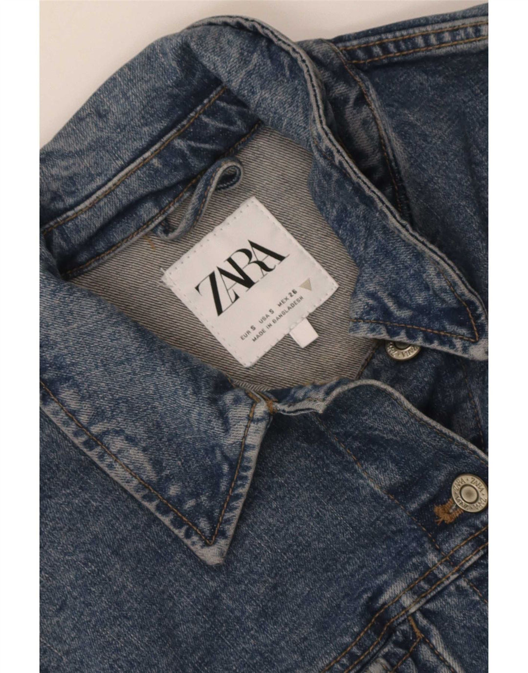 Jachetă de denim scurtă pentru femei Zara UK 10 Small Blue
