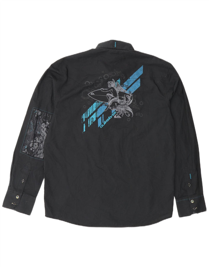 Cămașă grafică Quiksilver pentru bărbați, poliester negru mic