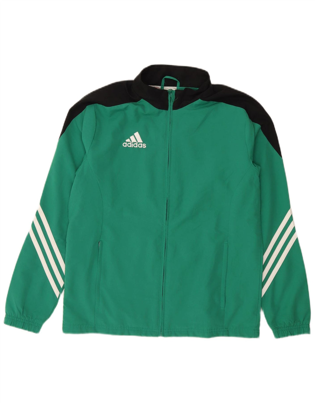Jachetă pentru trening Adidas băieți 13-14 ani XL verde poliester color bloc