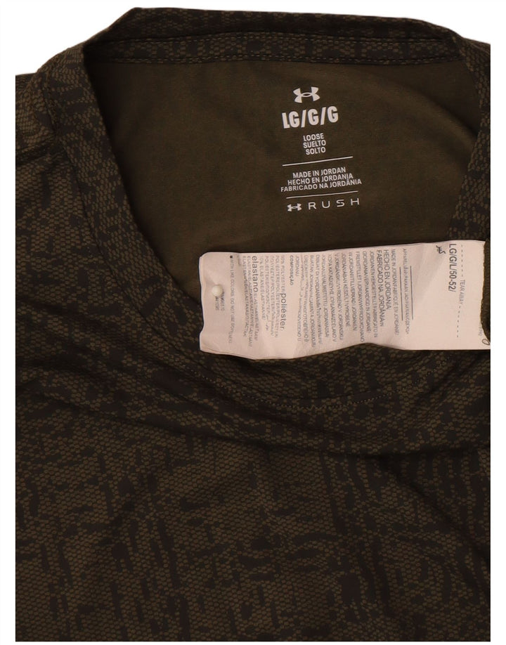 Tricou Under Armour pentru bărbați cu model abstract Top mare din poliester kaki
