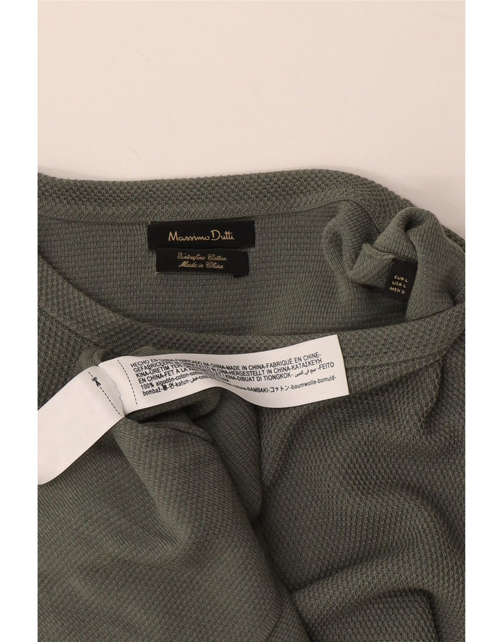 Massimo Dutti Top pentru bărbați cu mânecă lungă mare bumbac verde