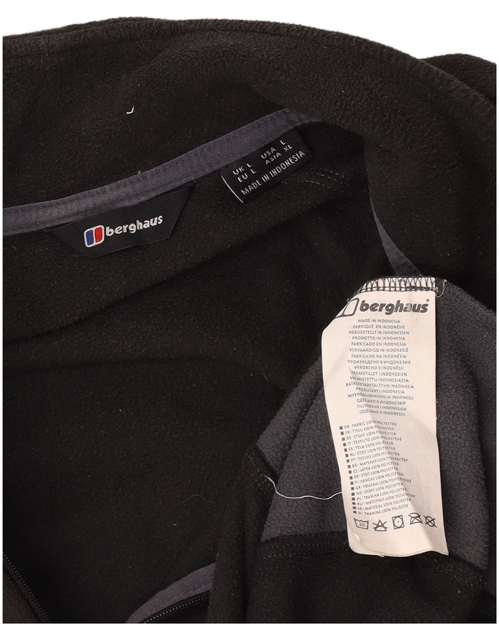 Jumper pentru bărbați Berghaus, cu fermoar și gât, din lână, mare, negru, din poliester