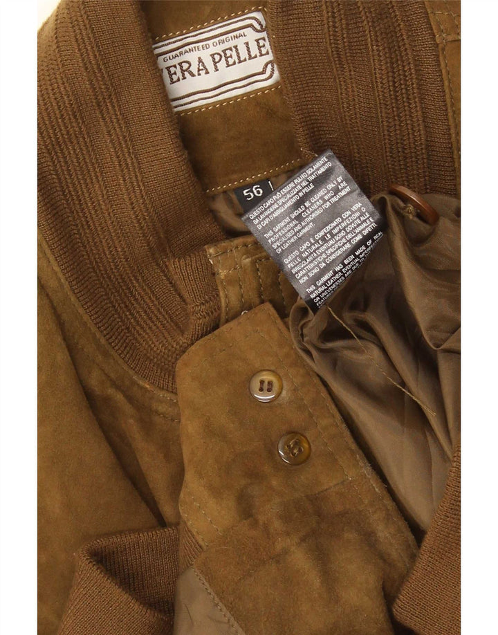 Bomber vintage pentru bărbați din piele intoarsa UK 40, mare, bej